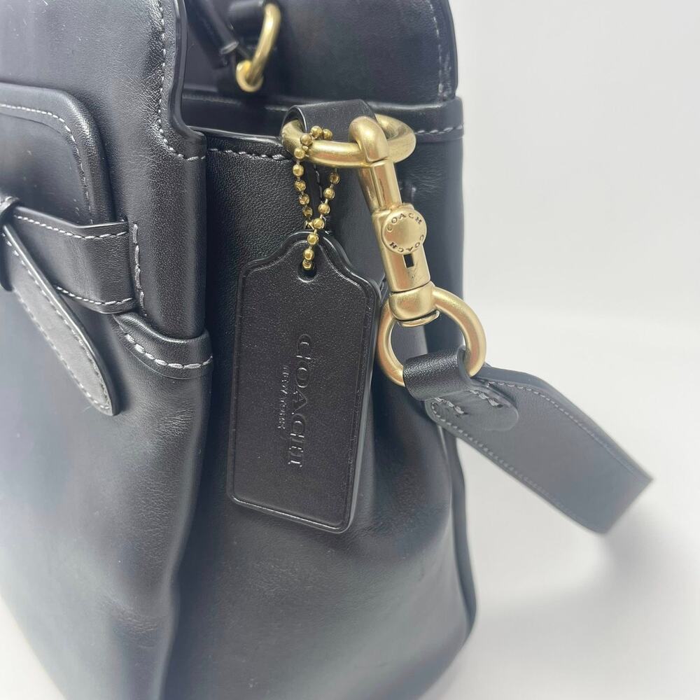 Coach Tate Carryall 29 Top‎ Handle Crossbody Bag Black Leather Gold C4827 - Picture 6 of 15